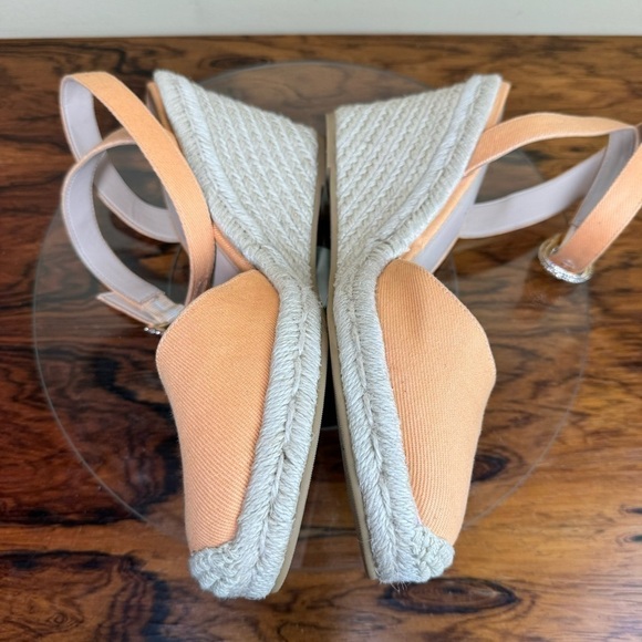 STUART WEITZMAN Mykonos canvas wedge espadrilles - orange mango - size 9 - Picture 11 of 15
